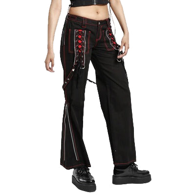 Women's Chains Black Handmade Power Pant Rhinestones Gothic Punk Emo Pants Straps Baggy Pants/USA