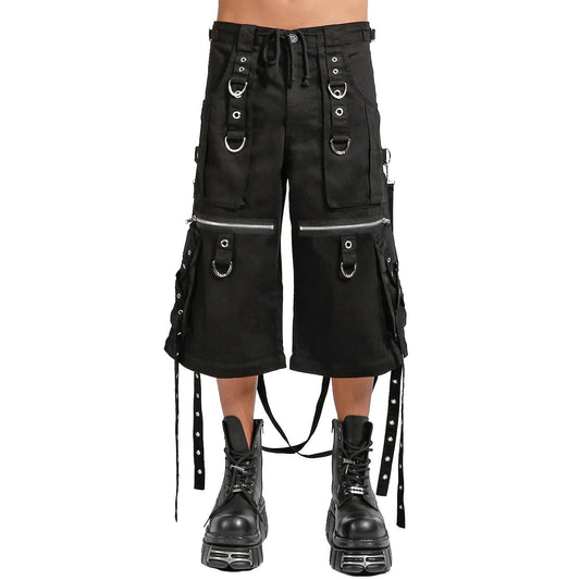 Gothic Men’s Black Gothic X-Strap Zip Off Punk Rave Shorts
