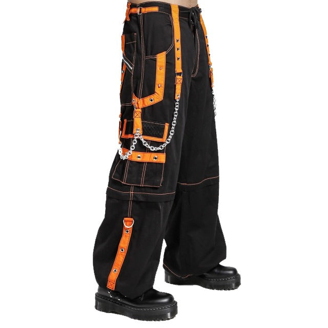 Men Extreme Bondage Skater Black/Orange Gothic Punk Rocker Cyber Goth Steam punk Biker Pant