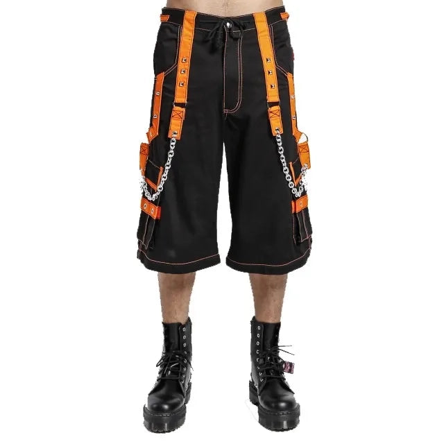 en Extreme Bondage Skater Black/Orange Gothic Punk Rocker Cyber Goth Steam punk Biker Short