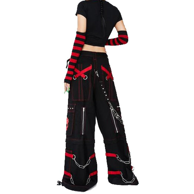 Gothic Bondage Black/Red Big Skull Women Pant Alternative Punk Rock Emo Trouser Pant Shorts/USA