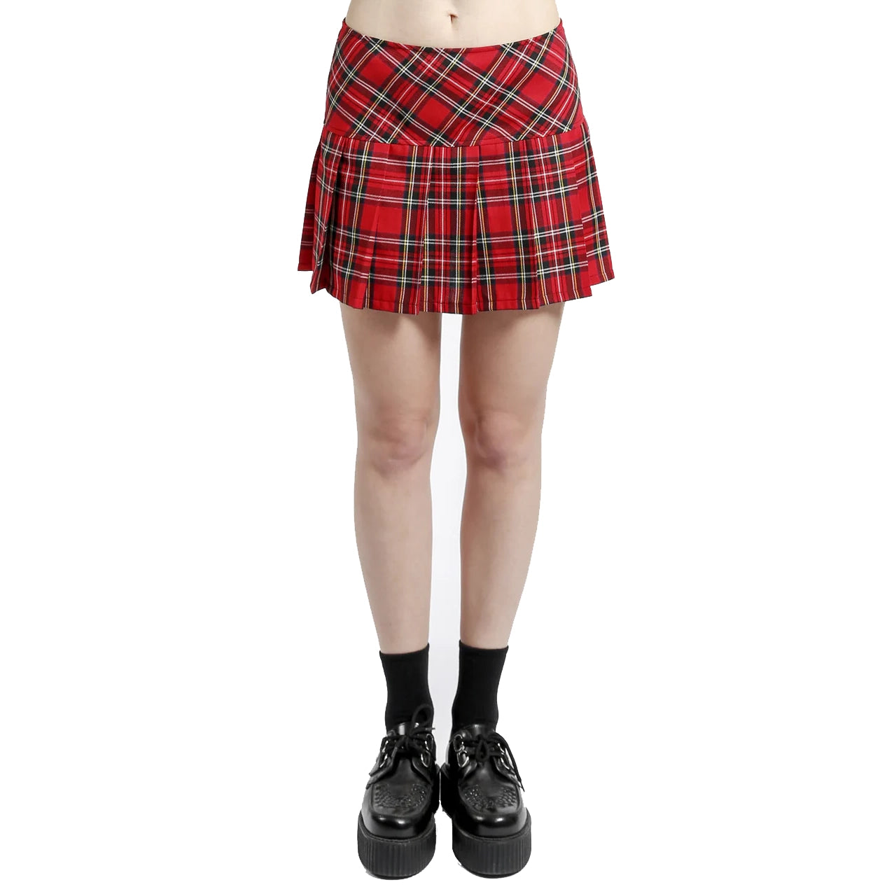 Womens Red Pleated Skirt