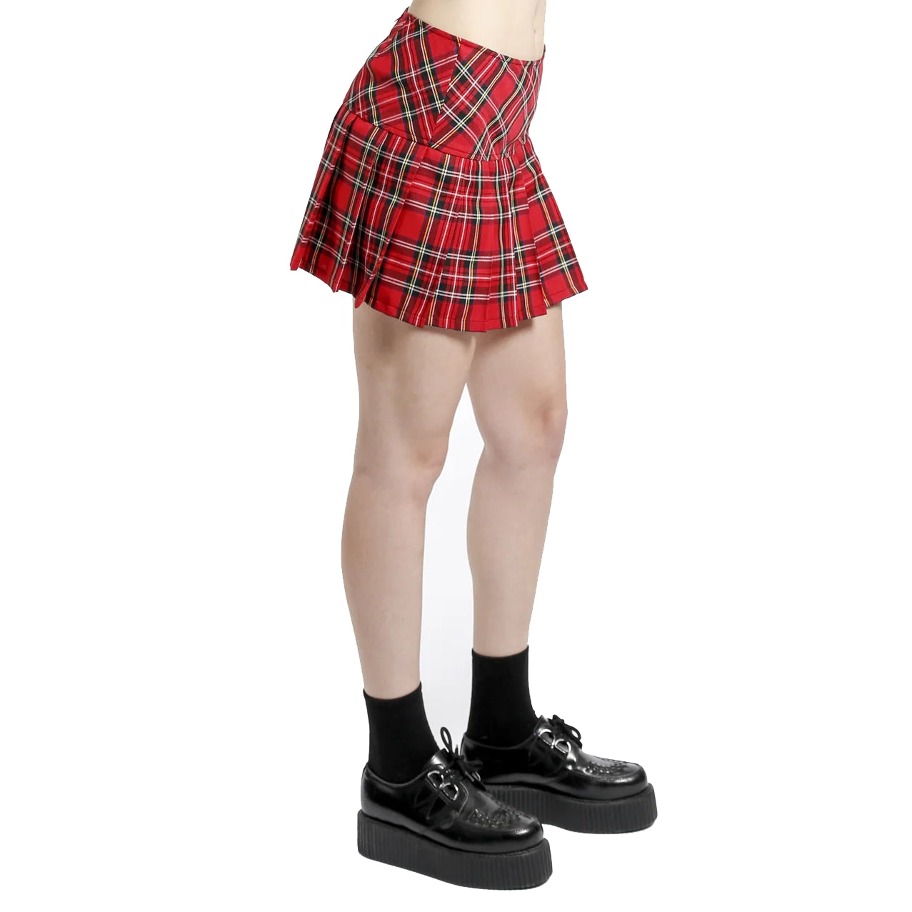 Womens Red Pleated Skirt