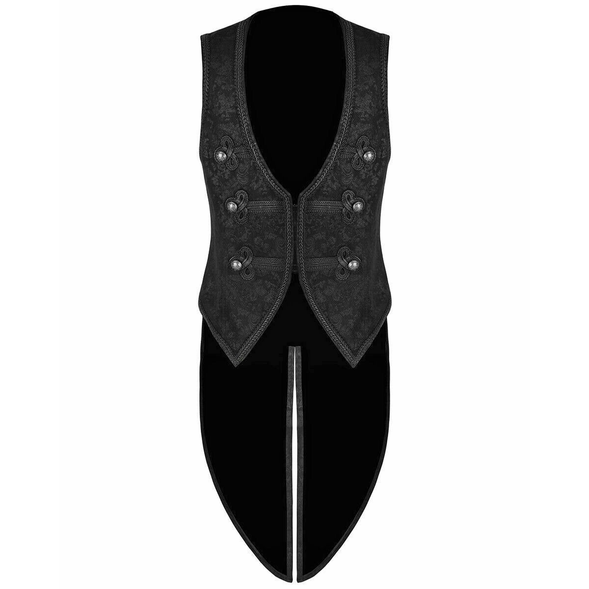 Men's Brocade Vest Waistcoat Tailcoat Black Damask Velvet Gothic Steampunk/Usa