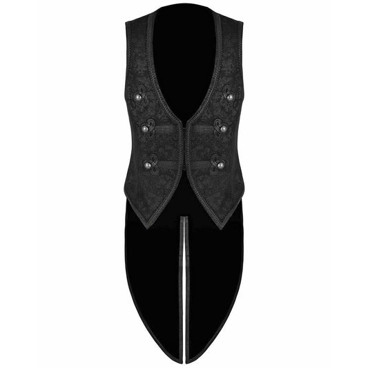 Men's Brocade Vest Waistcoat Tailcoat Black Damask Velvet Gothic Steampunk/Usa