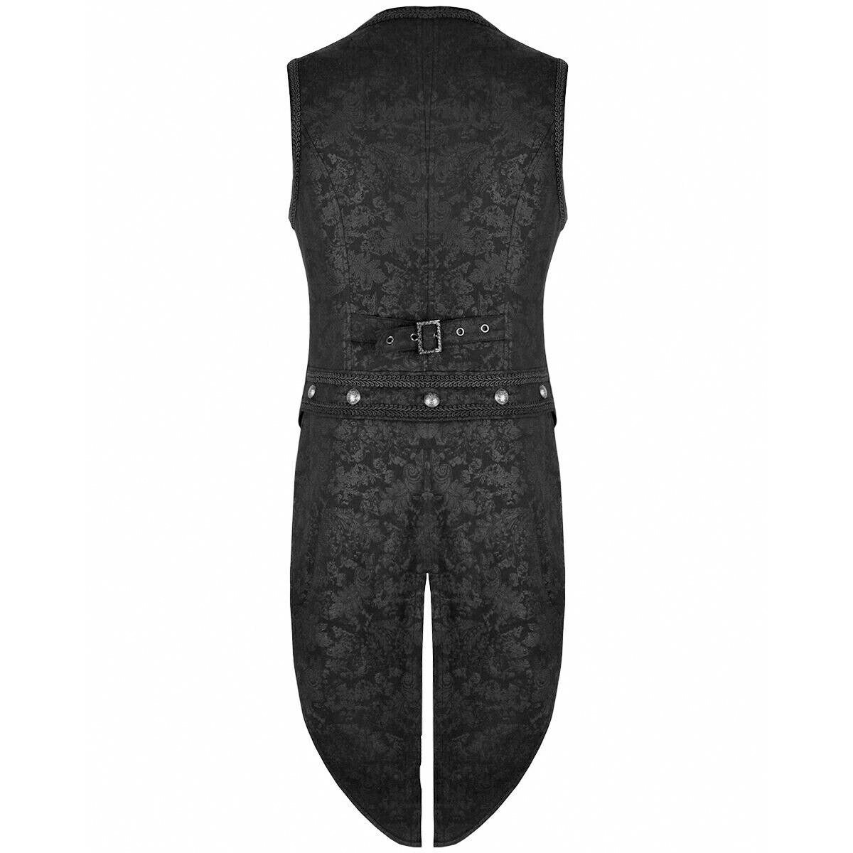 Men's Brocade Vest Waistcoat Tailcoat Black Damask Velvet Gothic Steampunk/Usa