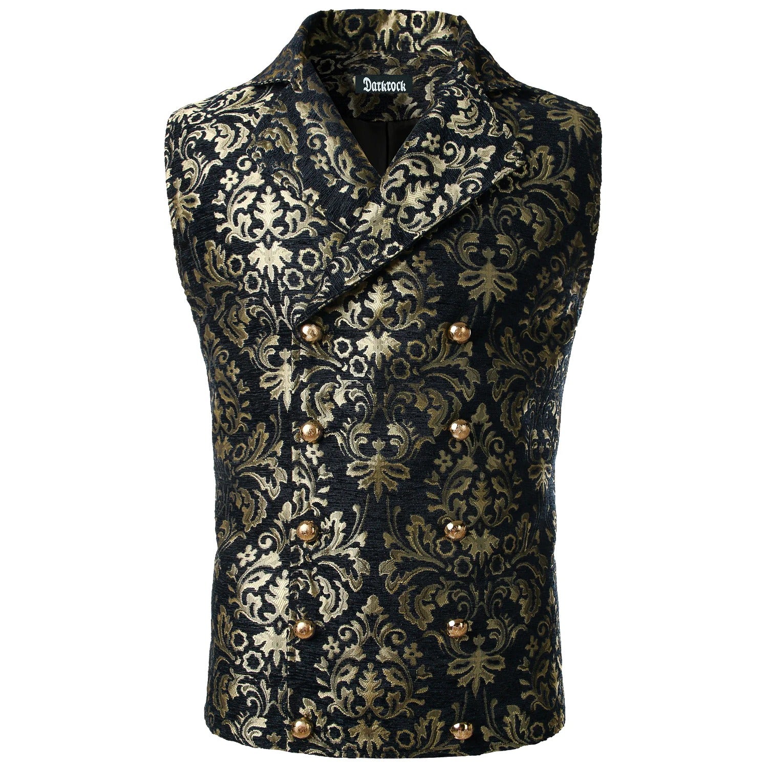 Men's Victorian Gentleman's Aristocrat Gold Double Breasted Vest Gothic Steampunk Waistcoat Vest Tapestry/Stylish Casual Vest