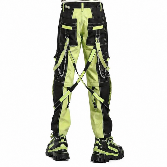 Prime Quality Men Extreme Bondage Limelight Lime Green Skater Gothic Punk Rocker Cyber Goth Steampunk Biker Pant