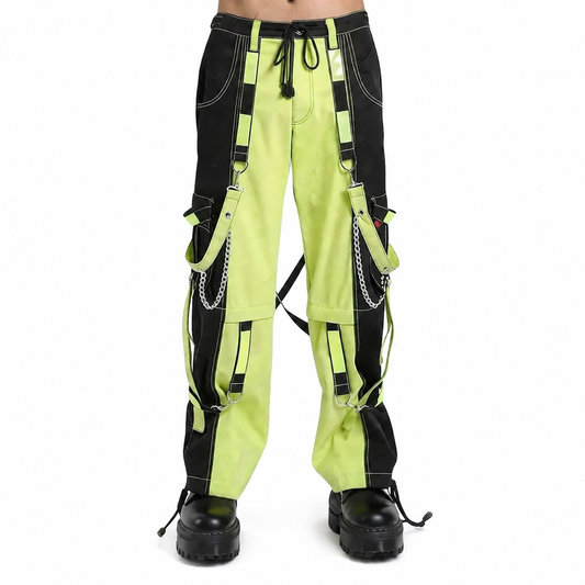 Prime Quality Men Extreme Bondage Limelight Lime Green Skater Gothic Punk Rocker Cyber Goth Steampunk Biker Pant