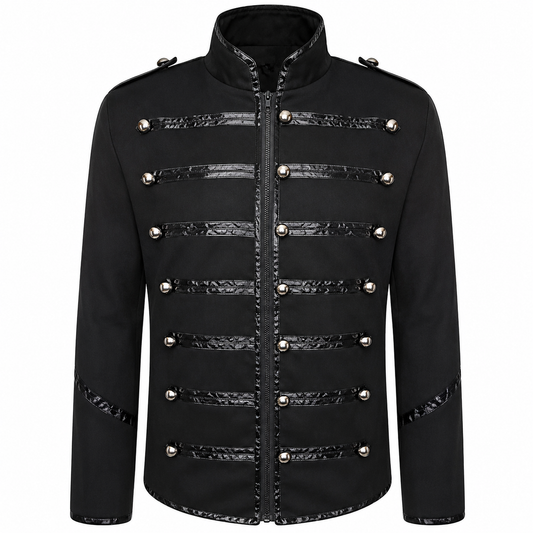 Men's Military Drummer Black Parade Jacket Black Gothic Band Uniform Coat Steampunk Punk