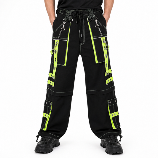 Gothic Men's Handmade Bondage 4 Pocket Trouser Punk Rock Black Yellow Gothic Yellow Stitch USA