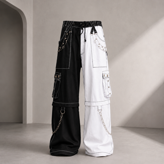 Gothic Bondage Men's Pant Alternative Punk Rock White Emo Trouser Pant Shorts