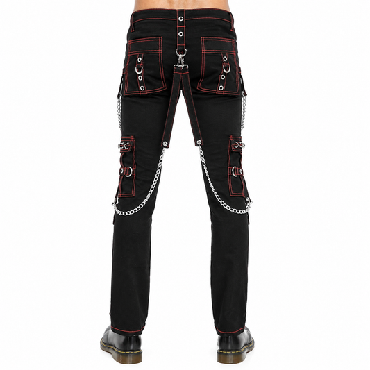 Gothic Men's Military Officer Trousers Black Red/Black Pants