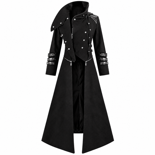 Scorpion Men's Black Punisher Hooded Trench Coat Long Jacket Black Gothic Steampunk