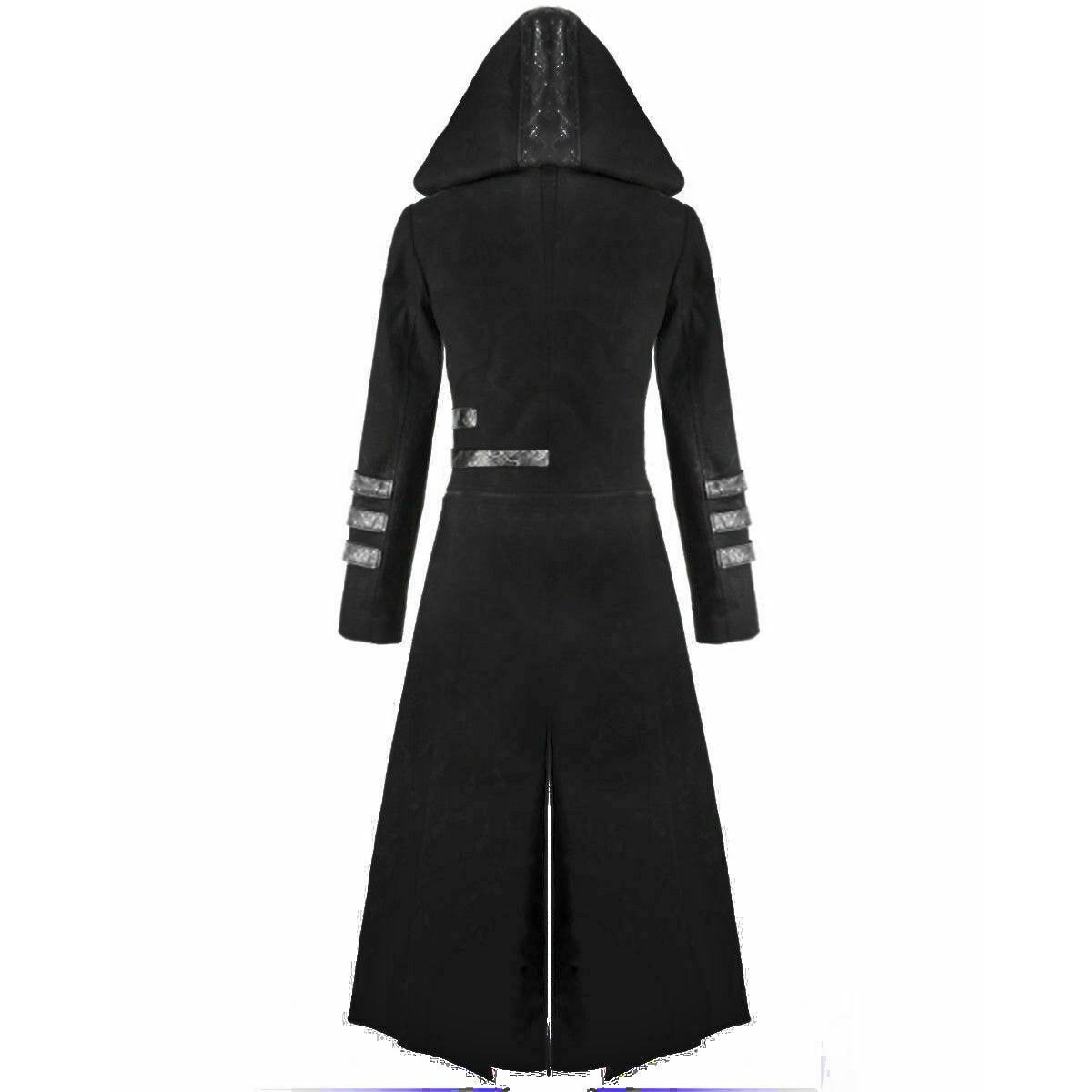 Scorpion Men's Black Punisher Hooded Trench Coat Long Jacket Black Gothic Steampunkv
