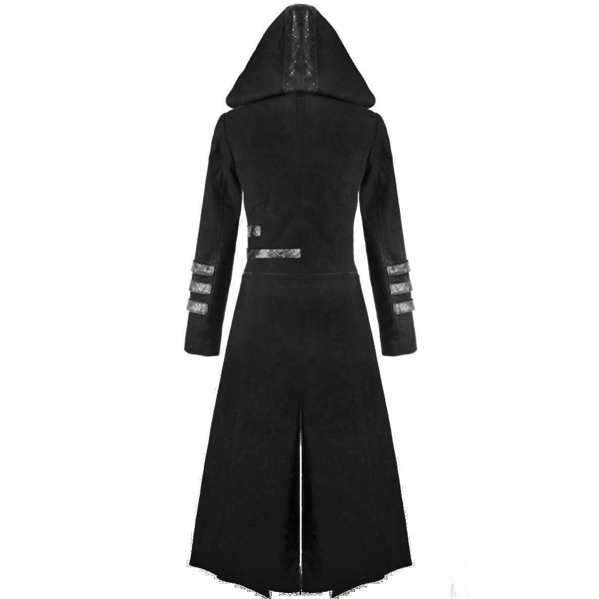 Scorpion Men's Black Punisher Hooded Trench Coat Long Jacket Black Gothic Steampunkv