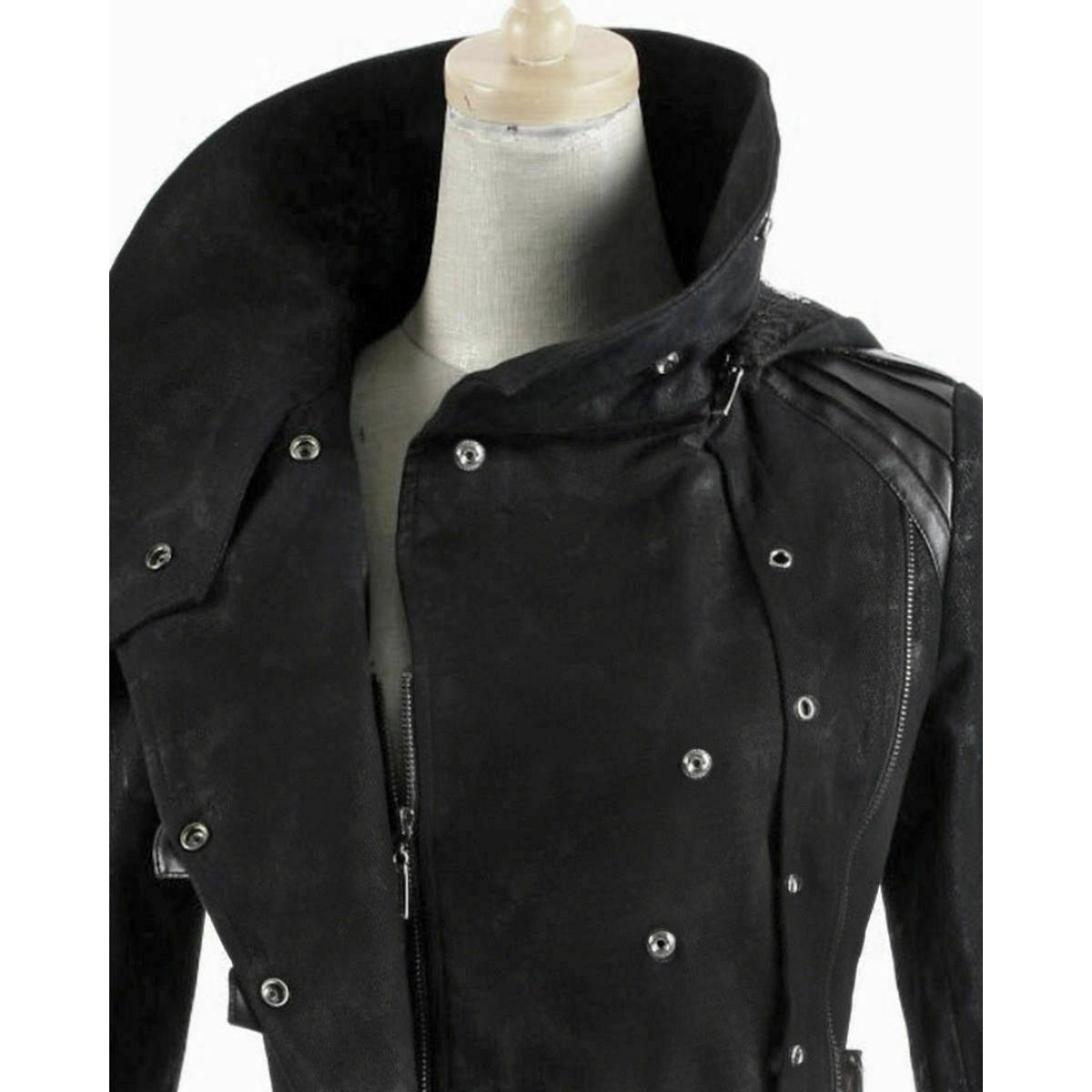 Scorpion Men's Black Punisher Hooded Trench Coat Long Jacket Black Gothic Steampunk