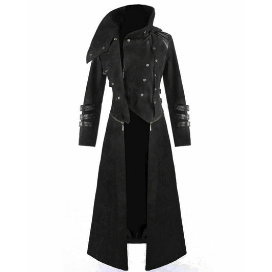Scorpion Men's Black Punisher Hooded Trench Coat Long Jacket Black Gothic Steampunk