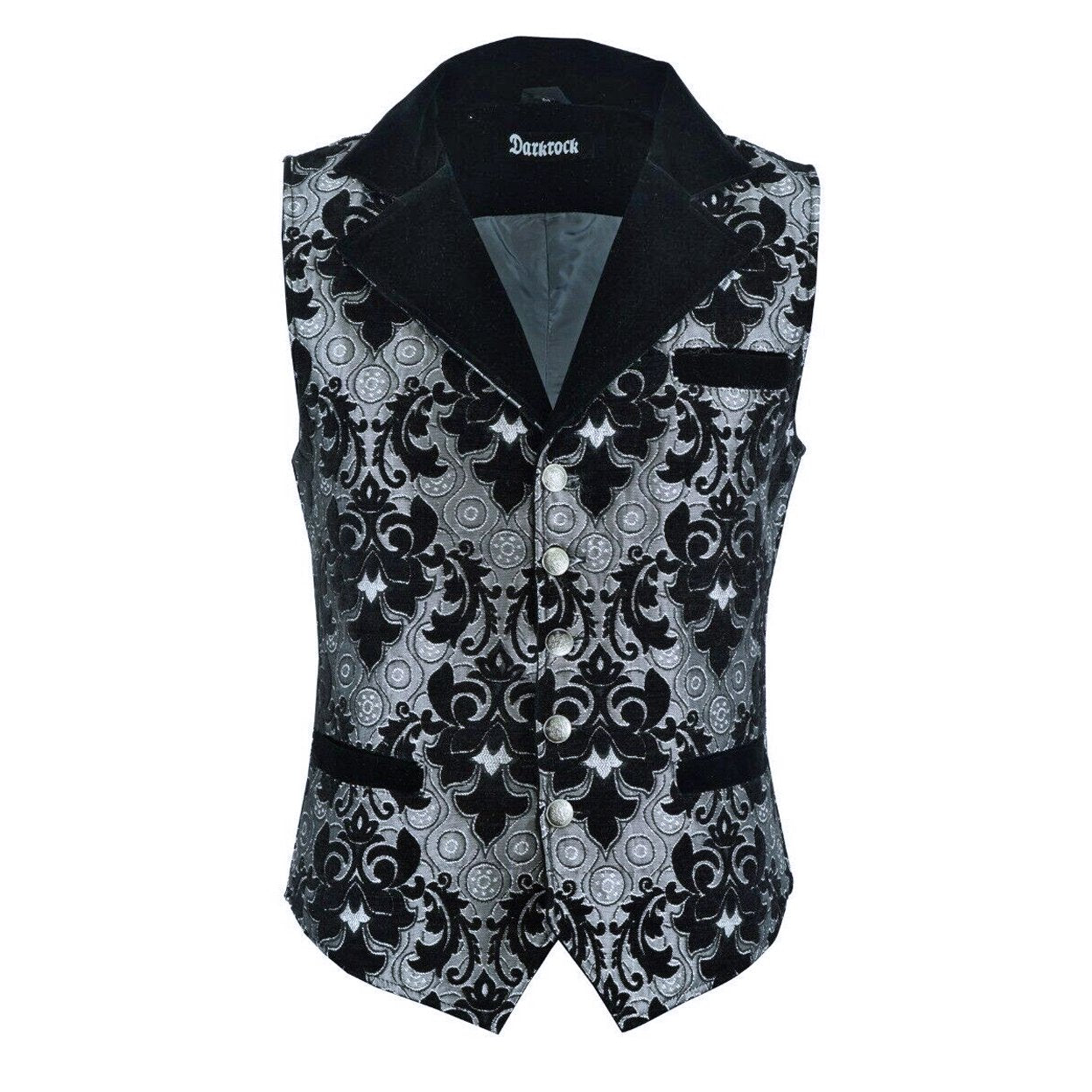 DARKROCK ARISTOCRAT VEST BLACK SILVER TAPESTRY (front)