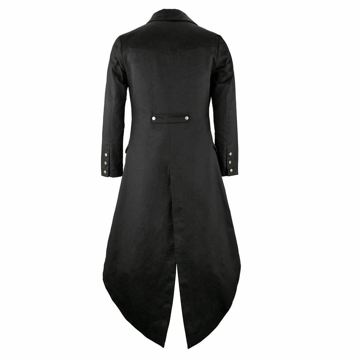 Men's Black Cotton Twill Steampunk Tailcoat Brass Button Jacket Goth Victorian Coat/Trench