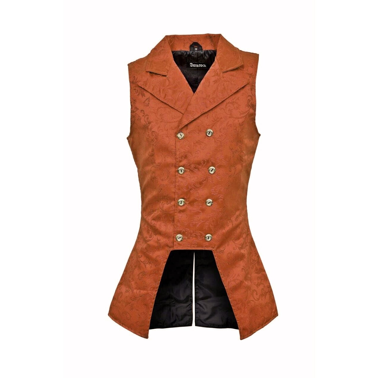 DARKROCK Brown Brocade Double Breasted GOVERNOR Vest Waistcoat (front)