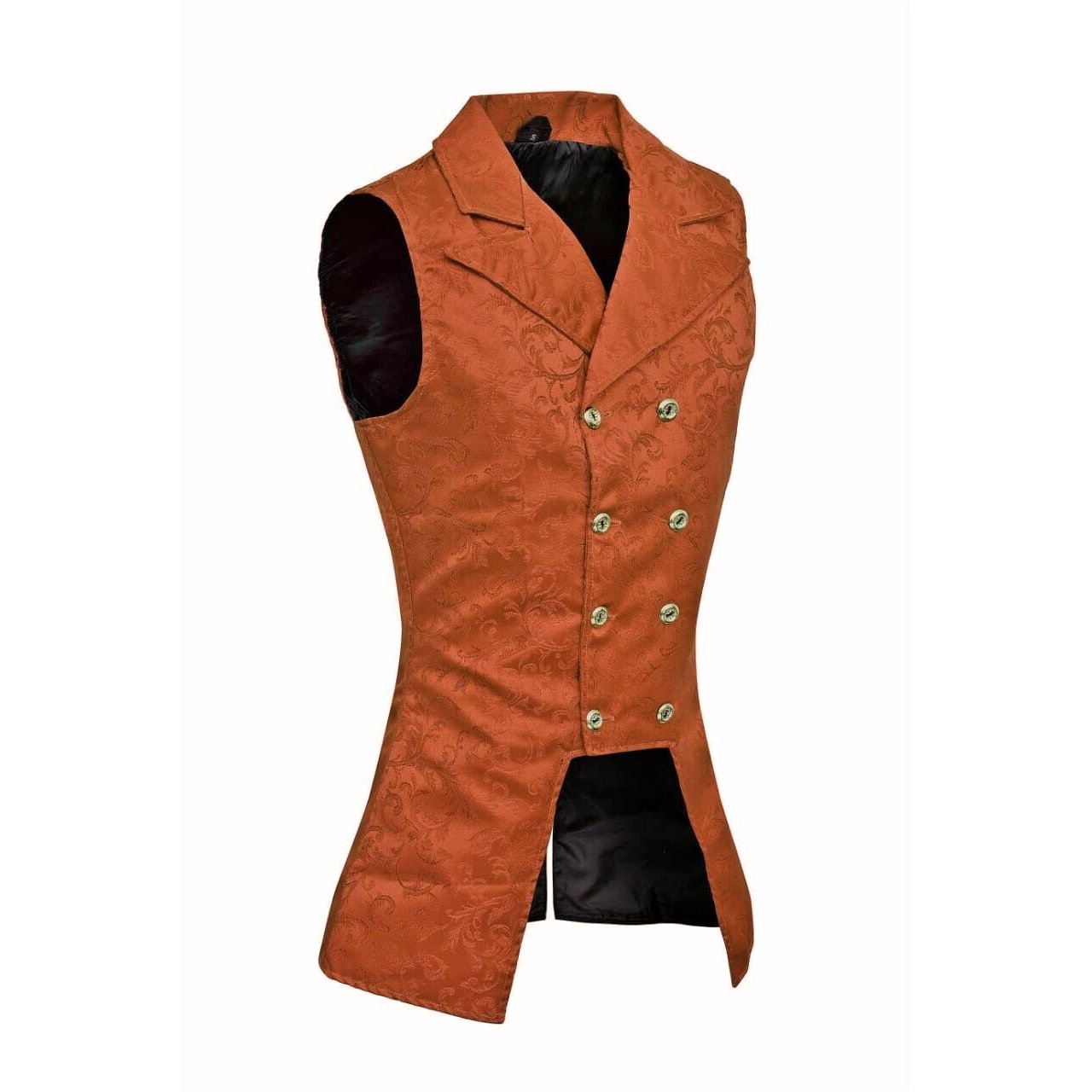DARKROCK Brown Brocade Double Breasted GOVERNOR Vest Waistcoat (side)