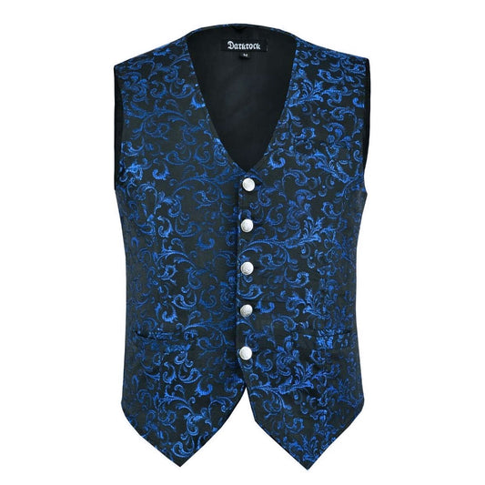 Premium Men's Designer Stylish Casual Brocade Blue Vest /USA Sizes