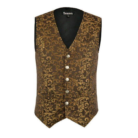 Premium Men's Designer Stylish Casual Brocade Gold Vest /Usa Sizes