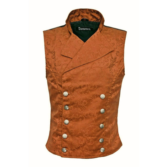 Men's Steampunk Double-Breasted Waistcoat Brown Vest Gothic/Western-Reenactment/Usa