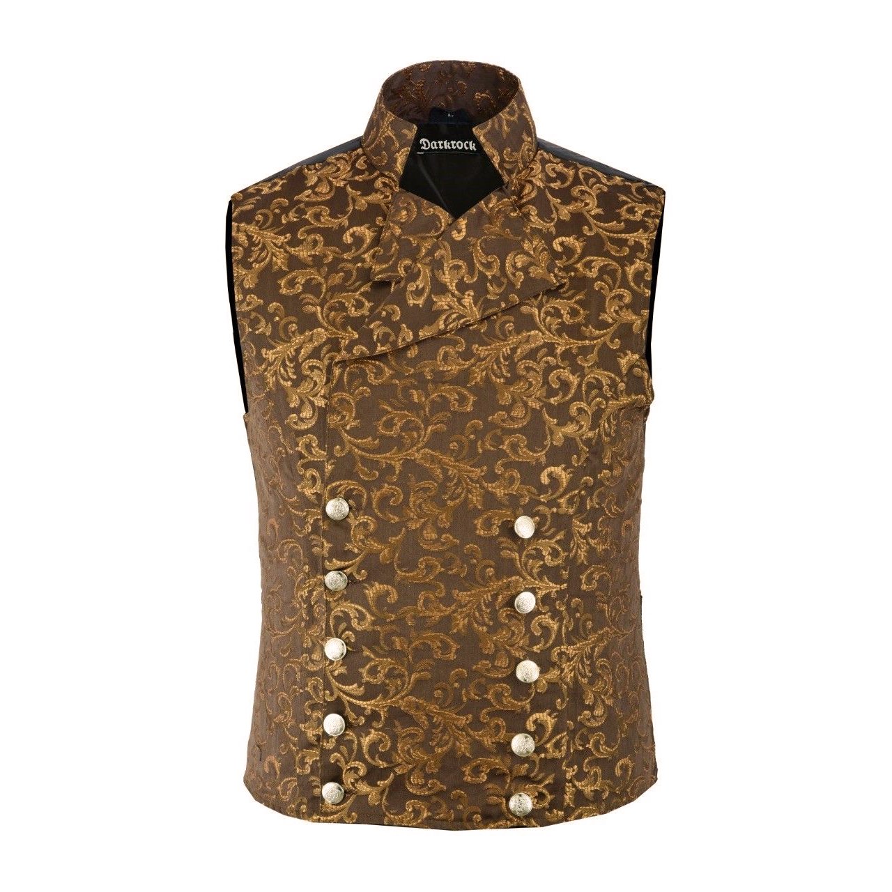 Men's Steampunk Double-Breasted Waistcoat Gold Vest Gothic/Western-Reenactment/Usa