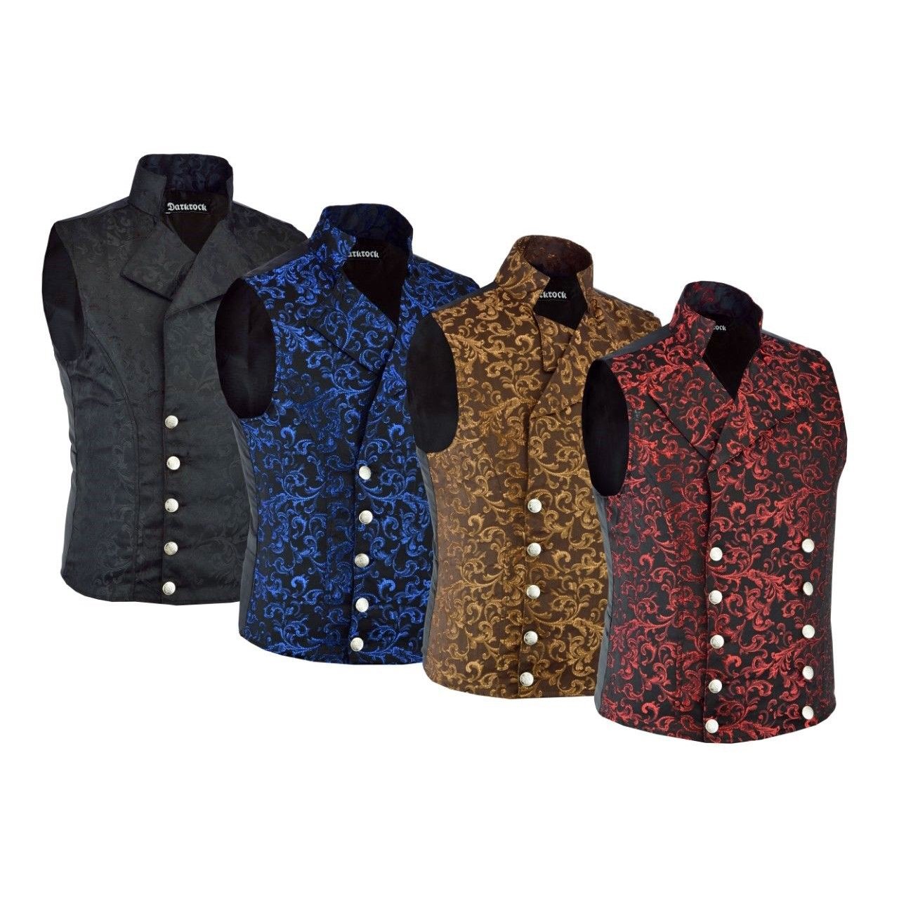 Men's Steampunk Double-Breasted Waistcoat Red Vest Gothic/Western-Reenactment/Usa