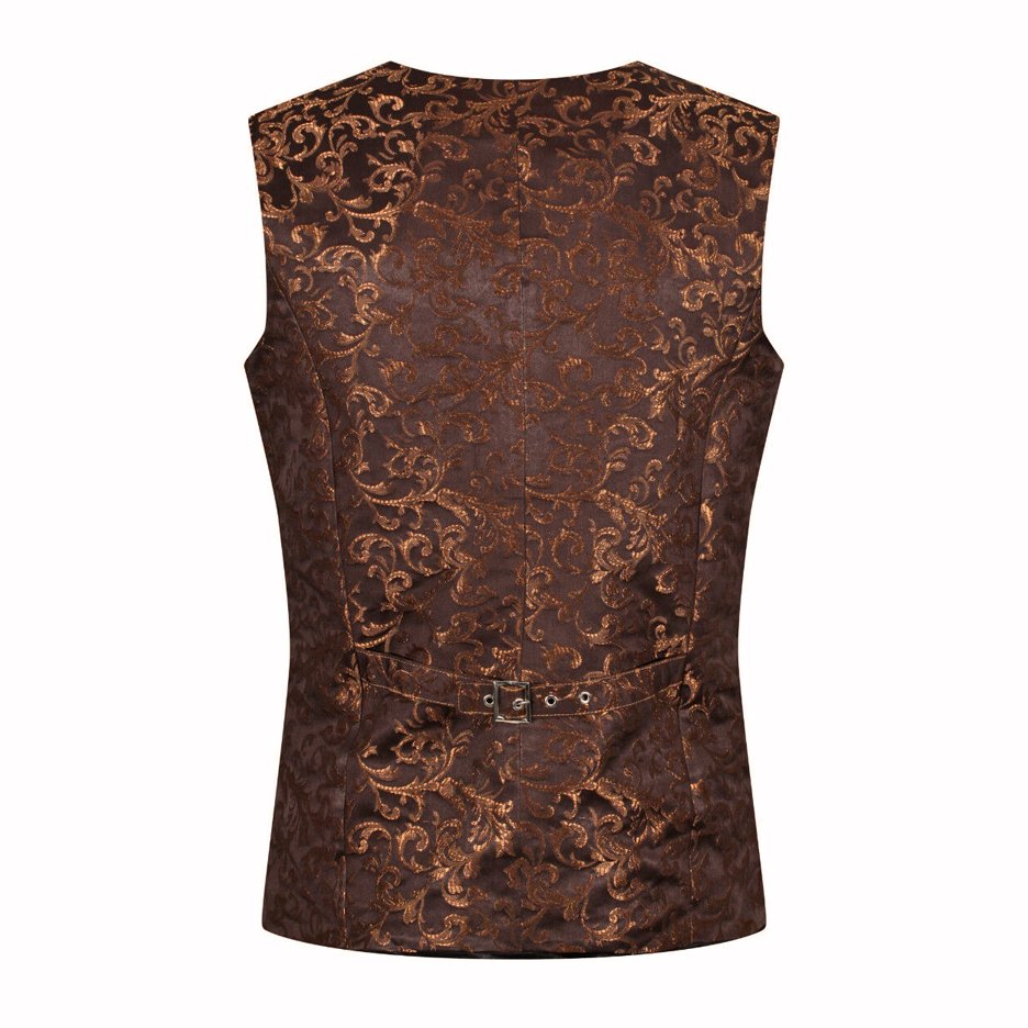 Men's Tailored Formal Waistcoat Gothic Steampunk Gold Brocade Vest Victorian