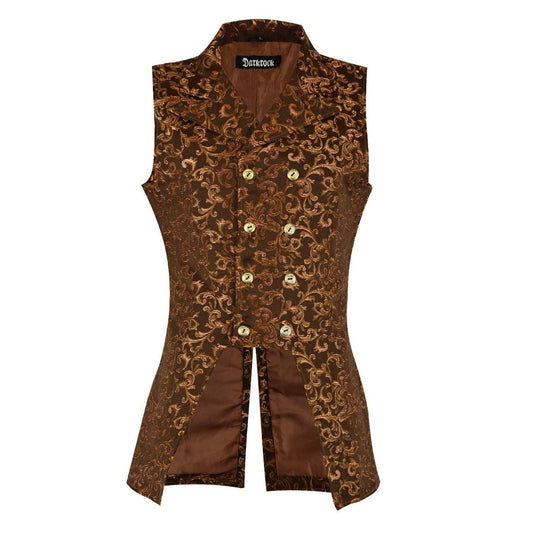 Men's Double Breasted Governor Vest Waistcoat VTG Gold Brocade Gothic Steampunk/USA