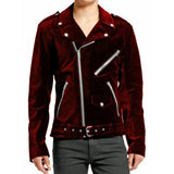 DARKROCK Gothic Motor Bike RED Velvet Motorcycle Jacket Punk Fetish EMO Biker Jacket (4)