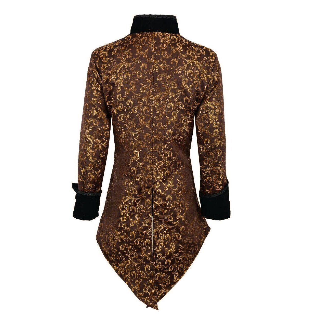 Handmade Men Tail Coat Jacket Gold Brocade Goth Steampunk Victorian /Tailcoat