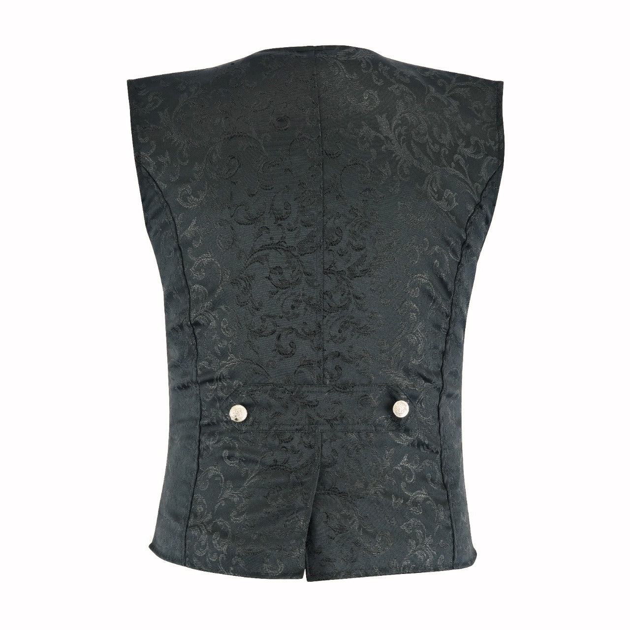 DARKROCK MEN'S BLACK BROCADE TAILORED VICTORIAN SINGLE BREASTED WAIST COAT VESTUSA (2)