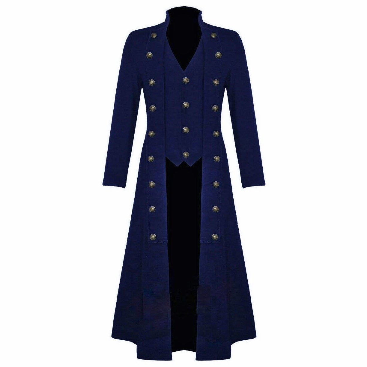 Men's Cotton Twill Steampunk Jacket Goth Victorian/Military Style Trench Coat