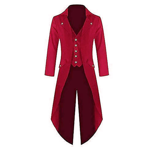 Men's Red Cotton Twill Steampunk Tailcoat Jacket Goth Victorian Coat/Trench/USA