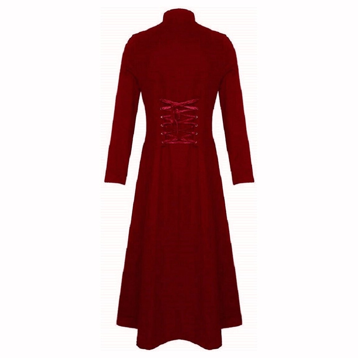 Men's Red Cotton Twill Steampunk Jacket Goth Victorian/Military Style Trench Coat