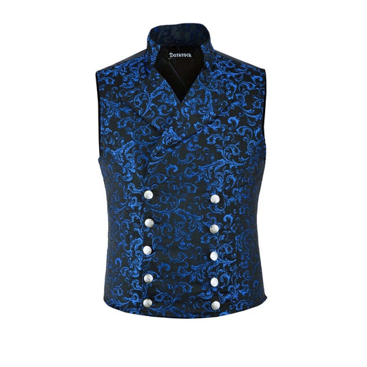 Men's Steampunk Double-Breasted Waistcoat Blue Vest Gothic/Western-Reenactment/Usa