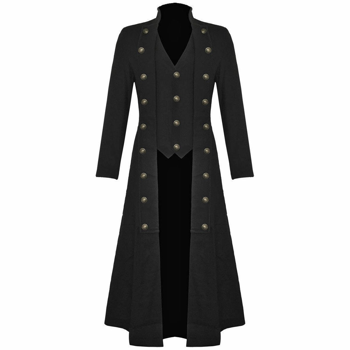 Men's Steampunk Military Trench Coat Long Jacket Black Gothic VTG/USA Sizes