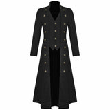 Men's Steampunk Military Trench Coat Long Jacket Black Gothic VTG/USA Sizes