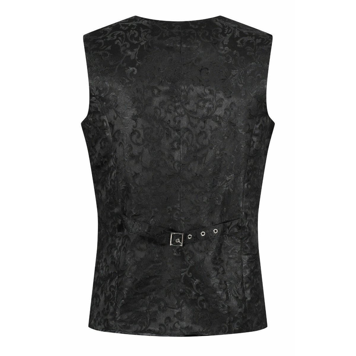 DARKROCK Mens Tailored Formal Waistcoat Gothic Steampunk Brocade Victorian Cosplay (back)