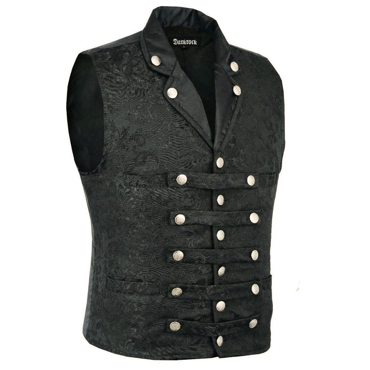 Men's Victorian Steampunk Captain Black Brocade Waistcoat Gentleman Vest