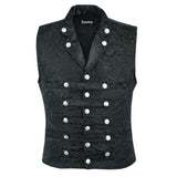 Men's Victorian Steampunk Captain Black Brocade Waistcoat Gentleman Vest