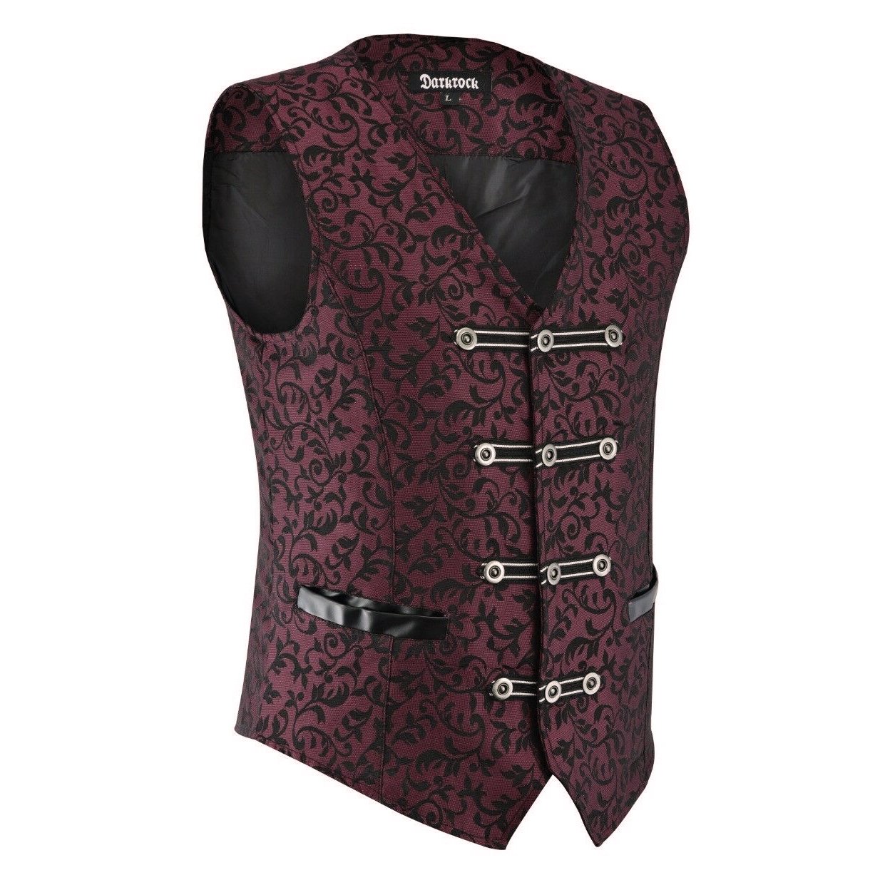 Premium Men’s Vest Waistcoat Maroon Damask Velvet Goth Steampunk VTG/Brocade Vest