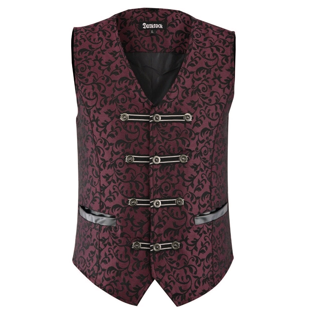 Premium Men’s Vest Waistcoat Maroon Damask Velvet Goth Steampunk VTG/Brocade Vest