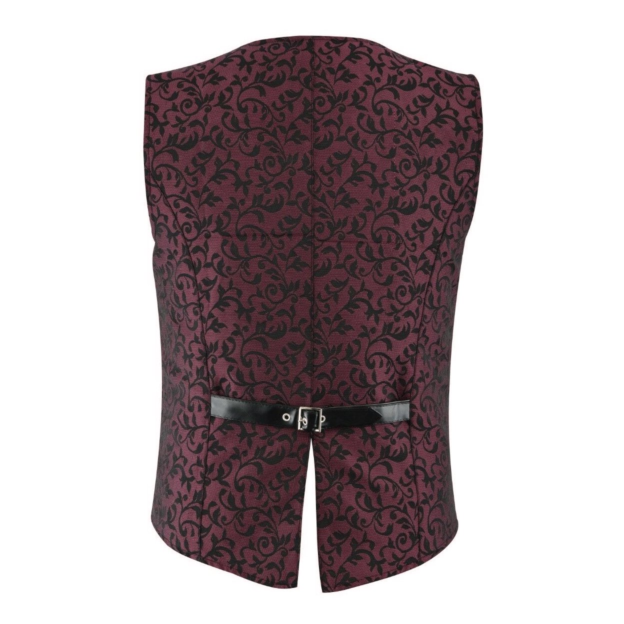 Premium Men’s Vest Waistcoat Maroon Damask Velvet Goth Steampunk VTG/Brocade Vest
