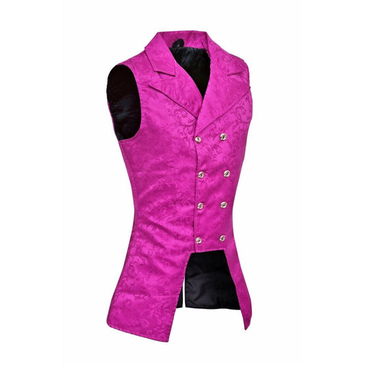 Men's Double Breasted Governor Vest Waistcoat VTG Brocade Gothic Steampunk/USA Purple