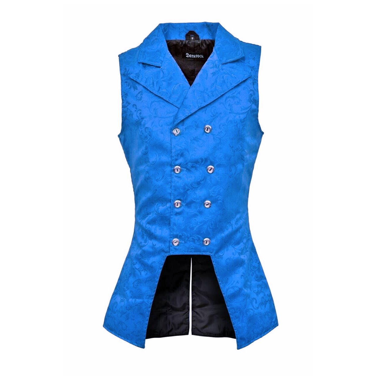 Men's Double Breasted Governor Vest Waistcoat VTG Brocade Gothic Steampunk/USA Royal Blue